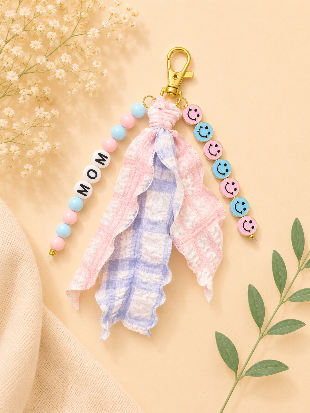 Pink & Blue Mom Keychain
